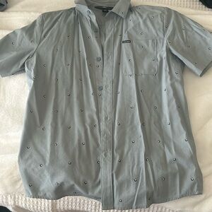 Blue patterned volcom boys button down shirt